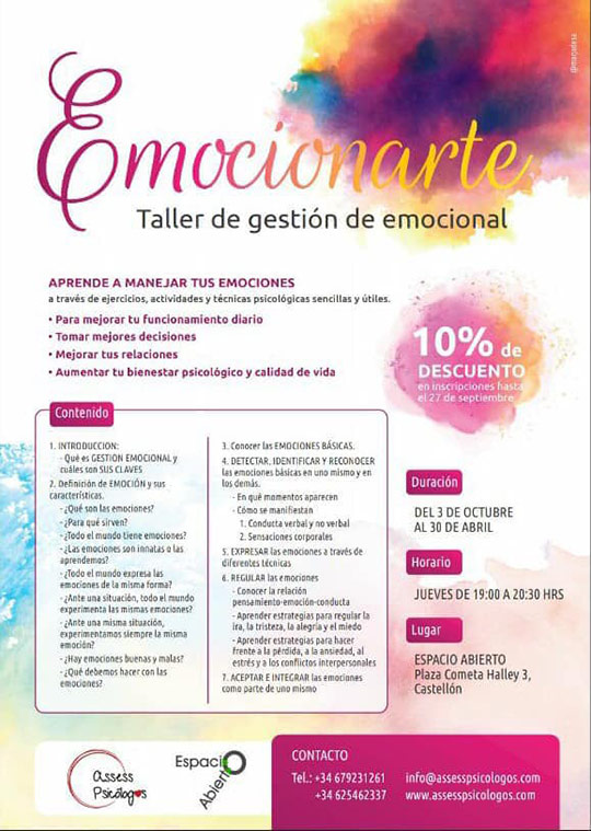 Emocionarte, taller de gestión emocional en Castellón