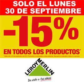 El lunes 30, 15% de descuento en Leroy Merlin Castellón