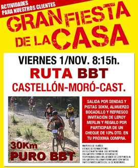 Leroy Merlin te invita a participar el 1 de noviembre en la ruta BBT Castellón - Moró - Castellón