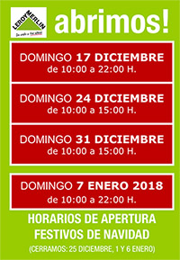 Horarios de apertura y festivos de navidad en Leroy Merlín Castellón