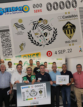 Presentación del cupón de la Once dedicado al centenario del CD Castellón