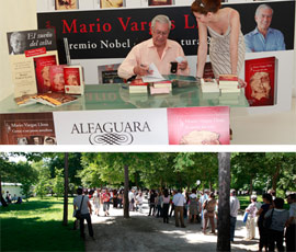 Largas colas por lograr una firma de Mario Vargas Llosa